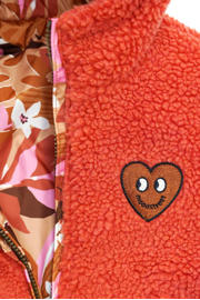 thumbnail: Moodstreet reversible winterjas met teddy oranje/bruin/roze