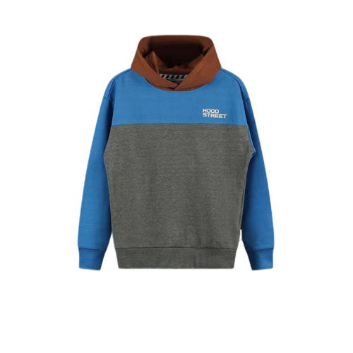 Moodstreet hoodie blauw/grijs/bruin Sweater Jongens Stretchkatoen Capuchon