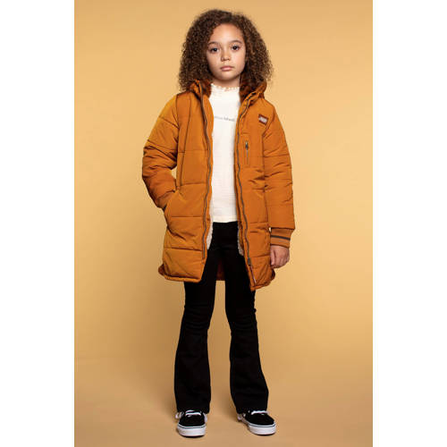 Moodstreet gewatteerde winterjas van gerecycled polyester toffeebruin Meisjes Gerecycled polyester (duurzaam) Capuchon - 104