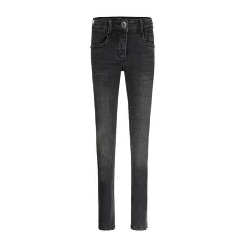 No Way Monday skinny jeans met slijtage black jeans Zwart Jongens Stretchkatoen 