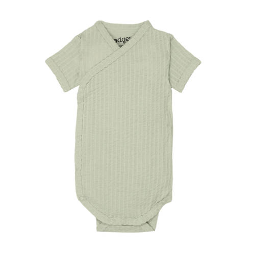 Lodger romper met overslag Seersucker Silk Groen Jongens/Meisjes Katoen V-hals - maat 80 afbeelding