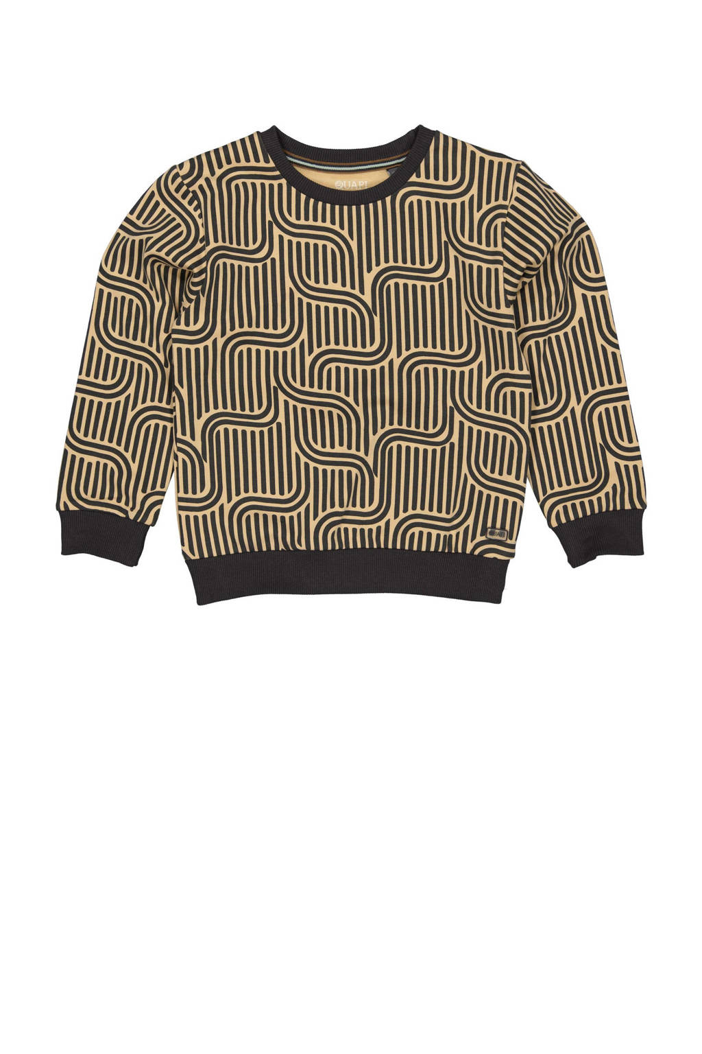 sweater ALESO met all over print beige/antraciet