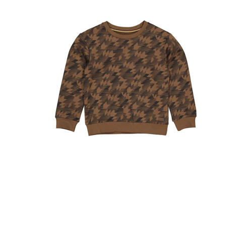 Quapi sweater AHREM met all over print bruin/grijs All over print 