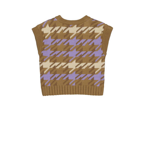 LEVV spencer FINA met all over print bruin lila ecru Trui Multi Meisjes Acryl Ronde hals 128