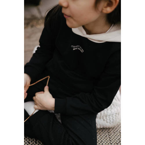 LEVV hoodie FONS met tekst zwart wit Sweater Tekst 116