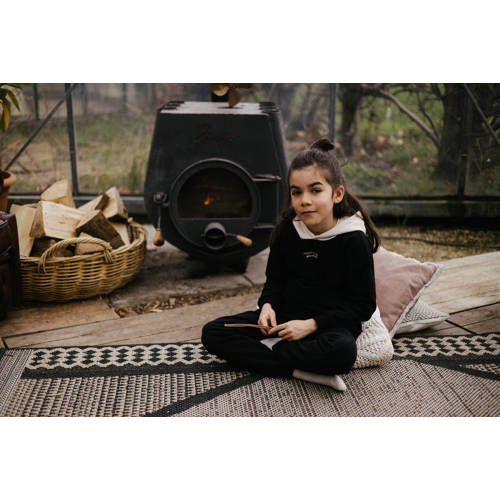 LEVV hoodie FONS met tekst zwart wit Sweater Tekst 116