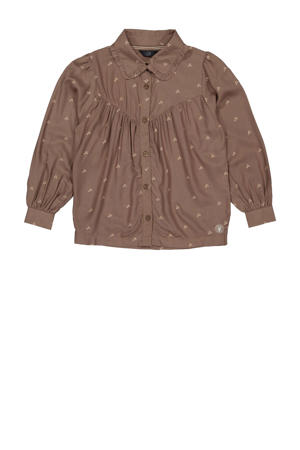 blouse GIGI met all over print lichtbruin/beige