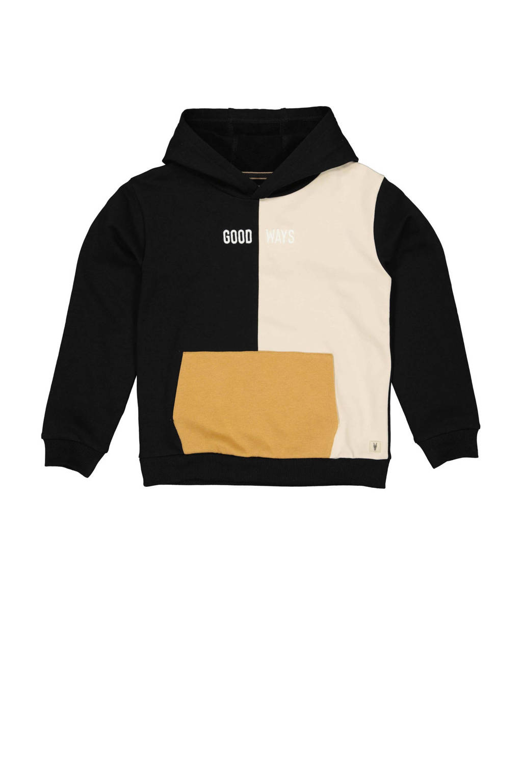 hoodie FOPPE zwart/off white/geel