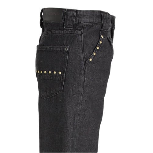 VINGINO high waist loose fit jeans Cato zwart Meisjes Katoen 164