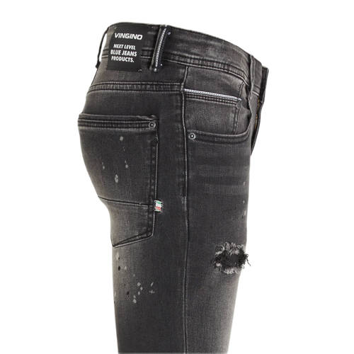 VINGINO skinny jeans Anzio dark grey vintage Grijs Jongens Katoen 98