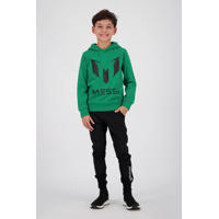 thumbnail: Groene jongens Vingino x Messi hoodie Nueno van sweat materiaal met logo dessin, lange mouwen en capuchon