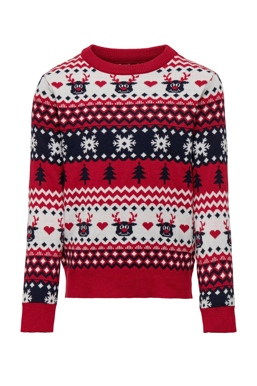 ONLY gebreide kersttrui met dierenprint donkerblauw