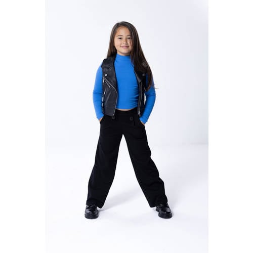 KIDS ONLY GIRL imitatieleren gilet KOGVERA zwart Meisjes Imitatieleer Klassieke kraag