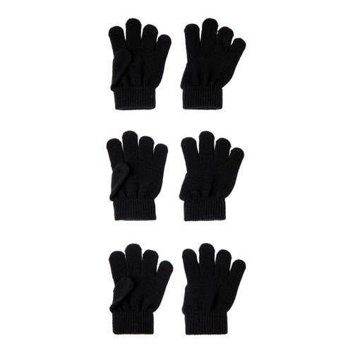 NAME IT KIDS handschoenen - set van 3 zwart Jongens/Meisjes Acryl Effen