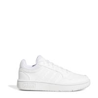 thumbnail: Witte jongens en meisjes adidas Sportswear Hoops 3.0 sneakers van imitatieleer/textiel met veters en effen