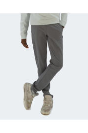 thumbnail: Grijze jongens Bellaire slim fit broek van sweat materiaal met regular waist, elastische tailleband met koord en effen
