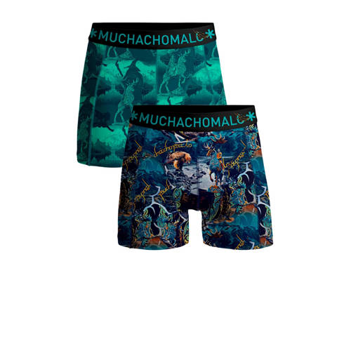 Muchachomalo boxershort Lords - set van 2 blauw/groen Jongens Stretchkatoen