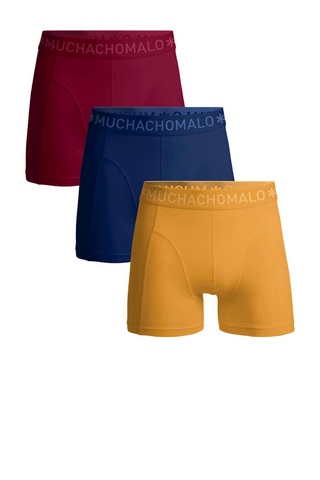 boxershort SOLID - set van 3 rood/paars/geel