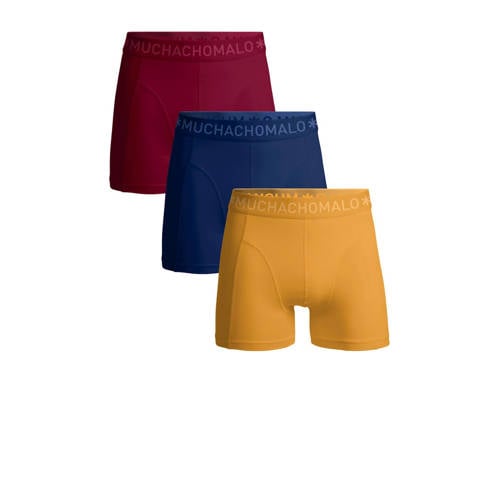 Muchachomalo boxershort SOLID - set van 3 rood/paars/geel Jongens Katoen
