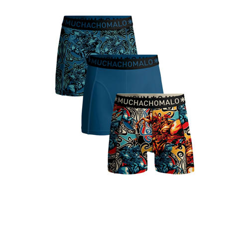 Muchachomalo boxershort ALPS - set van 3 blauw/multi Stretchkatoen All over print