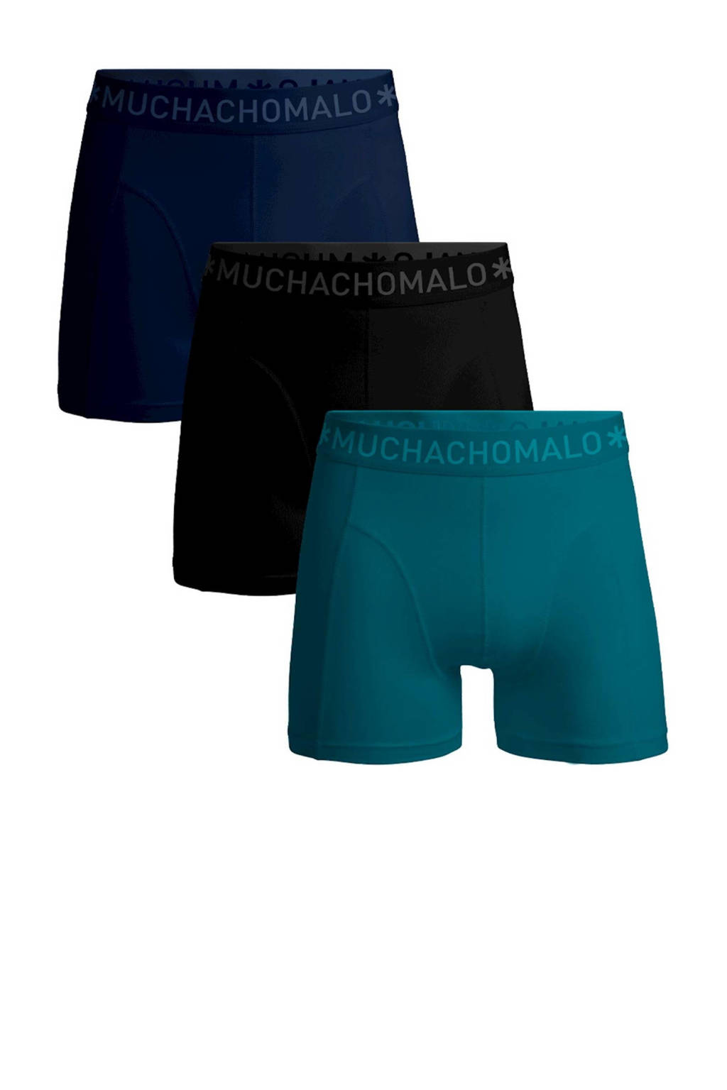 boxershort SOLID - set van 3 blauw/zwart/petrol