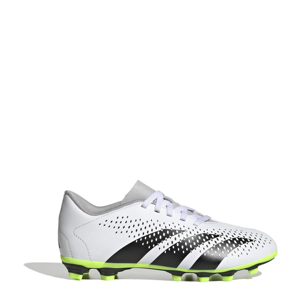 Wit, zwart en gele jongens en meisjes adidas Performance Predator Accuracy.4 FxG junior voetbalschoenen van synthetisch/textiel met veters