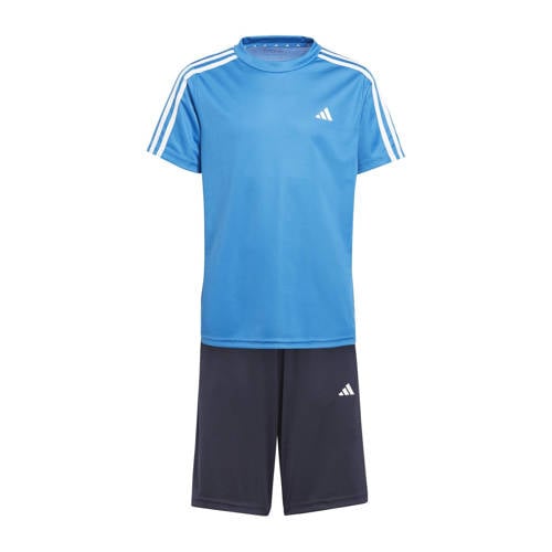 adidas Sportswear T-shirt + short kobaltblauw/donkerblauw Shirt + broek Jongens/Meisjes Polyester Ronde hals
