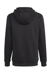 thumbnail: Zwart, wit en grijze jongens en meisjes adidas Sportswear hoodie met meerkleurige print, lange mouwen en capuchon
