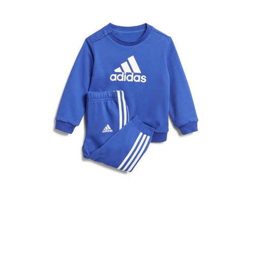 adidas Sportswear joggingpak kobaltblauw/wit Trainingspak Jongens/Meisjes Katoen Ronde hals - 104