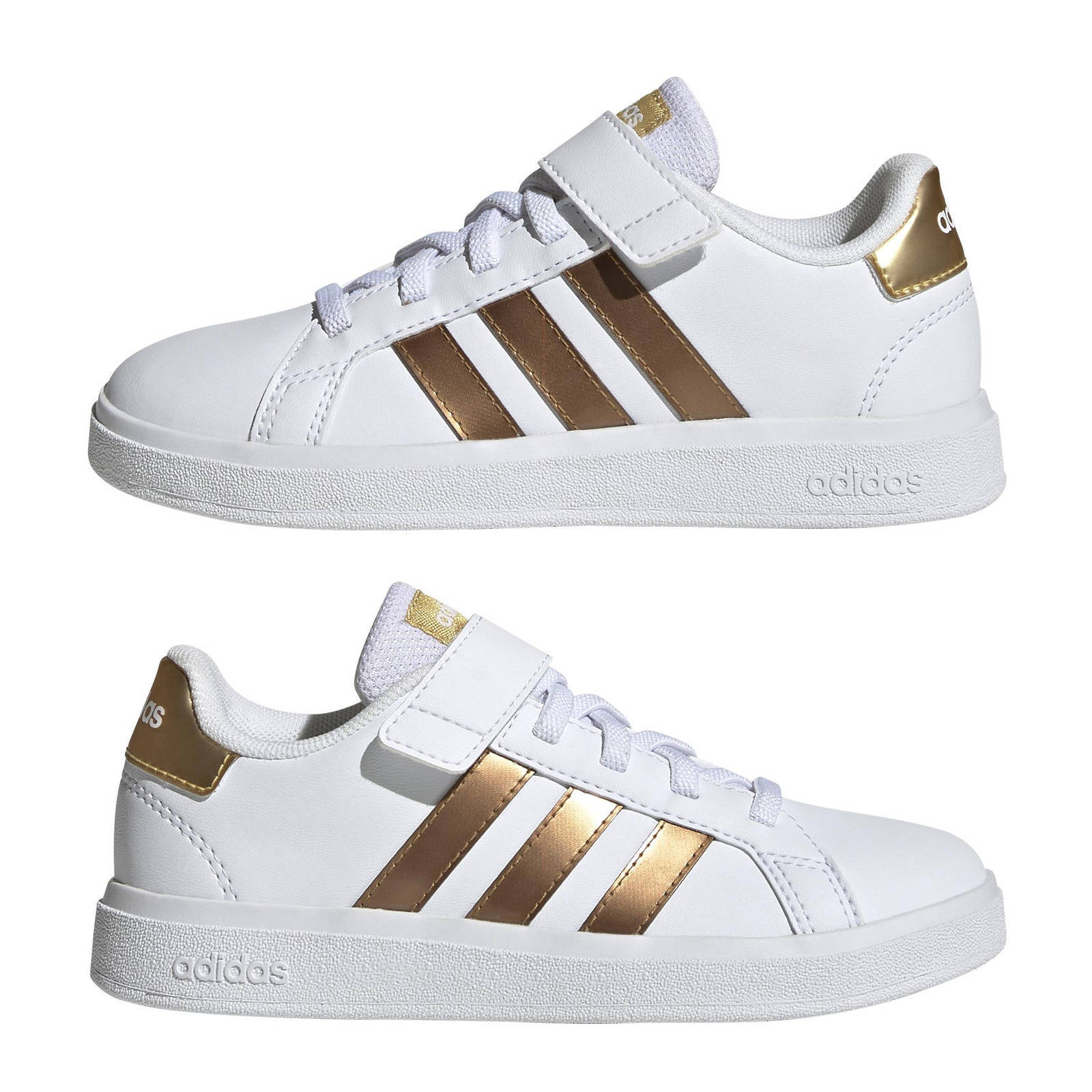 adidas Sportswear Grand Court 2.0 sneakers wit goud kleertjes