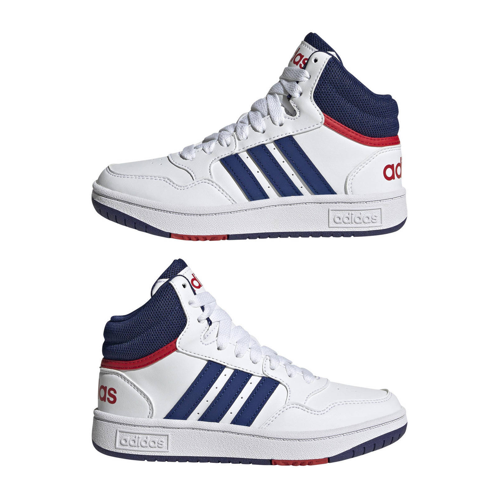 adidas Originals Hoops 3.0 Mid sneakers wit/blauw/rood | kleertjes.com