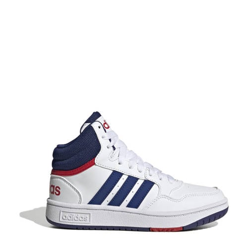 adidas Sportswear Hoops Mid 3.0 sneakers wit/blauw/rood Jongens Imitatieleer