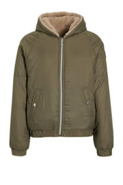 thumbnail: Retour Jeans reversible gewatteerde winterjas Kiara kaki groen/zand