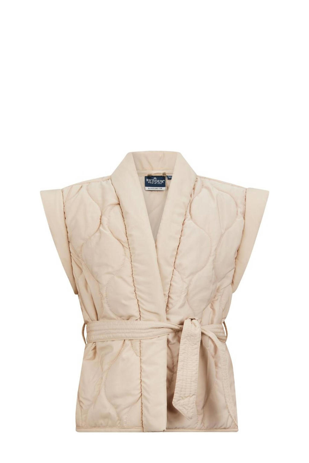 Beige meisjes Retour Jeans gilet Bridget van polyester met effen, V-hals en ceintuur