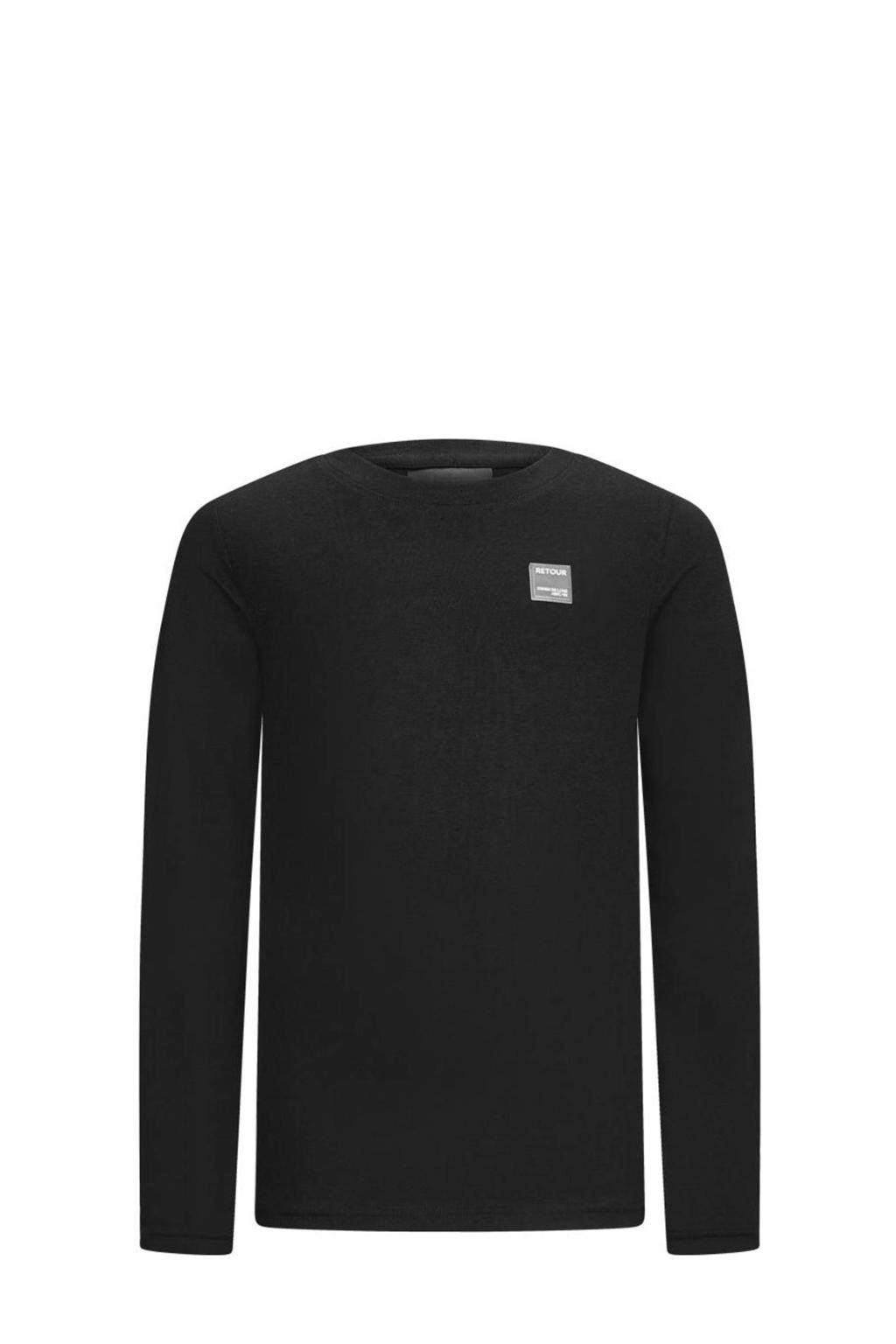 Zwarte jongens Retour Denim longsleeve Marvin van stretchkatoen met lange mouwen en ronde hals