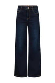 thumbnail: Dark blue denim meisjes Retour Jeans wide leg jeans Celeste dark blue van stretchdenim met rits- en knoopsluiting en effen
