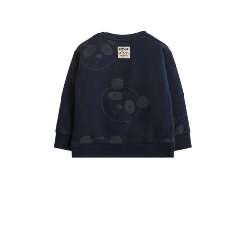 Retour Denim Retour X Anouk Matton sweater Gian met all over print donkerblauw Jongens Sweat (duurzaam) Ronde hals 80