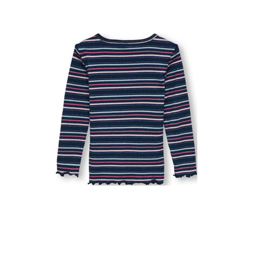 Only KIDS MINI gestreepte longsleeve KMGSALLY donkerblauw roze Meisjes Polyester Ronde hals 104