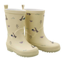 thumbnail: Wit, kaki en zandkleurige jongens en meisjes Fresk regenlaarzen kids van natural rubber met all over print