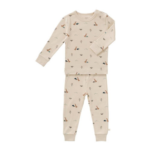 Fresk 2-delige pyjama Rabbit Sandshell Ecru Jongens/Meisjes Biologisch katoen Ronde hals