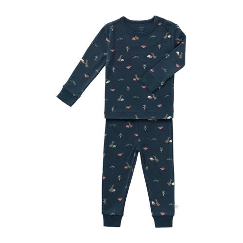 Fresk 2-delige pyjama Rabbit mood indigo Blauw Jongens/Meisjes Biologisch katoen Ronde hals