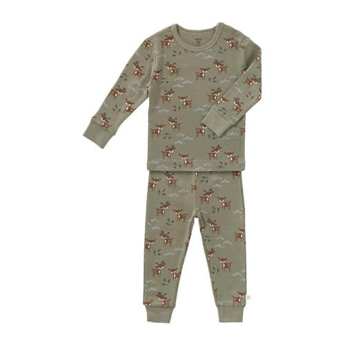 Fresk 2-delige pyjama Deer Olive Groen Jongens/Meisjes Katoen Ronde hals
