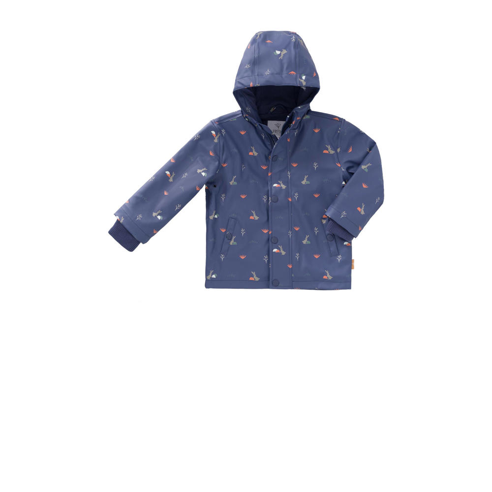 Blauwe jongens en meisjes Fresk regenjas van polyester met lange mouwen, capuchon en ritssluiting