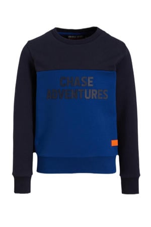 sweater Nikos met tekstopdruk blauw