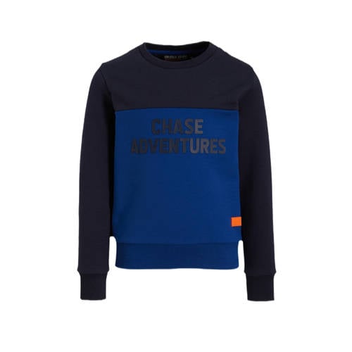 Orange Stars sweater Nikos met tekstopdruk blauw Geel Jongens Katoen Ronde hals 