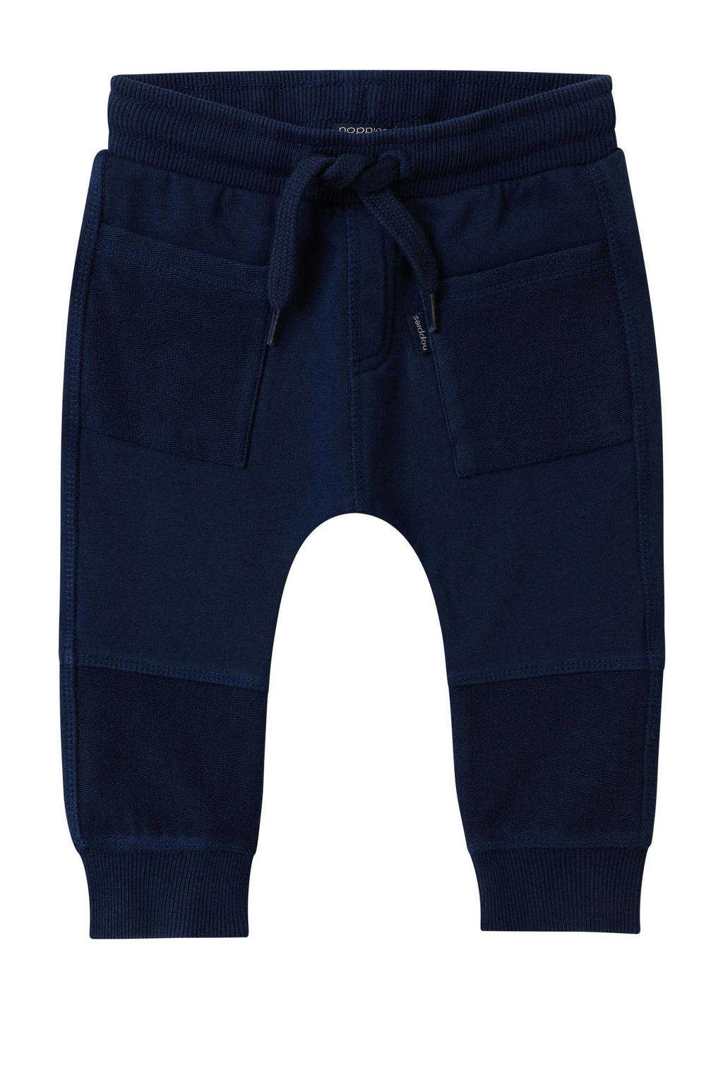 Blauwe jongens Noppies baby regular fit broek Tufton van stretchkatoen met elastische tailleband