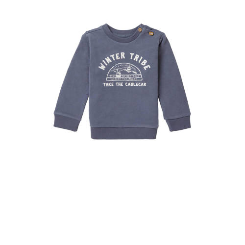 Noppies baby sweater Tubac met printopdruk grijsblauw Printopdruk 