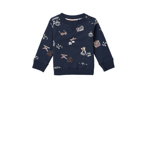 Noppies baby sweater met biologisch katoen blauw All over print 