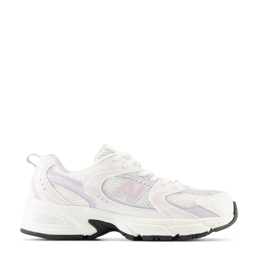 Wit, lila en roze jongens en meisjes New Balance 530 sneakers van mesh met veters