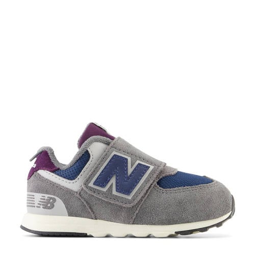 New Balance 574 sneakers grijs/blauw/aubergine Jongens/Meisjes Suede Meerkleurig